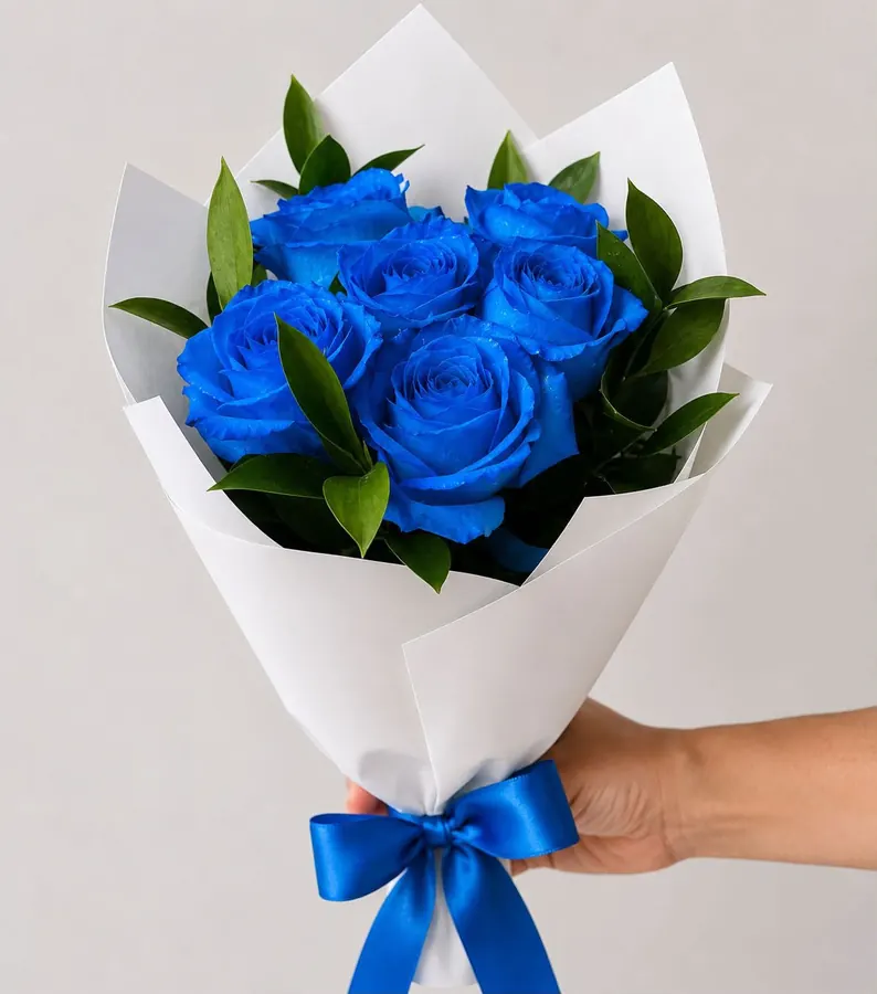 Buquê de 6 rosas azuis colombianas em Guarulhos